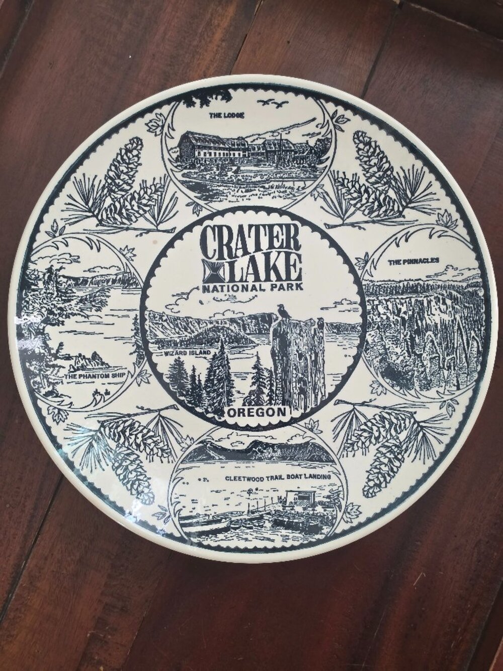 Vintage Crater Lake Oregon Enco Ironstone Souvenir Collector Plate USA